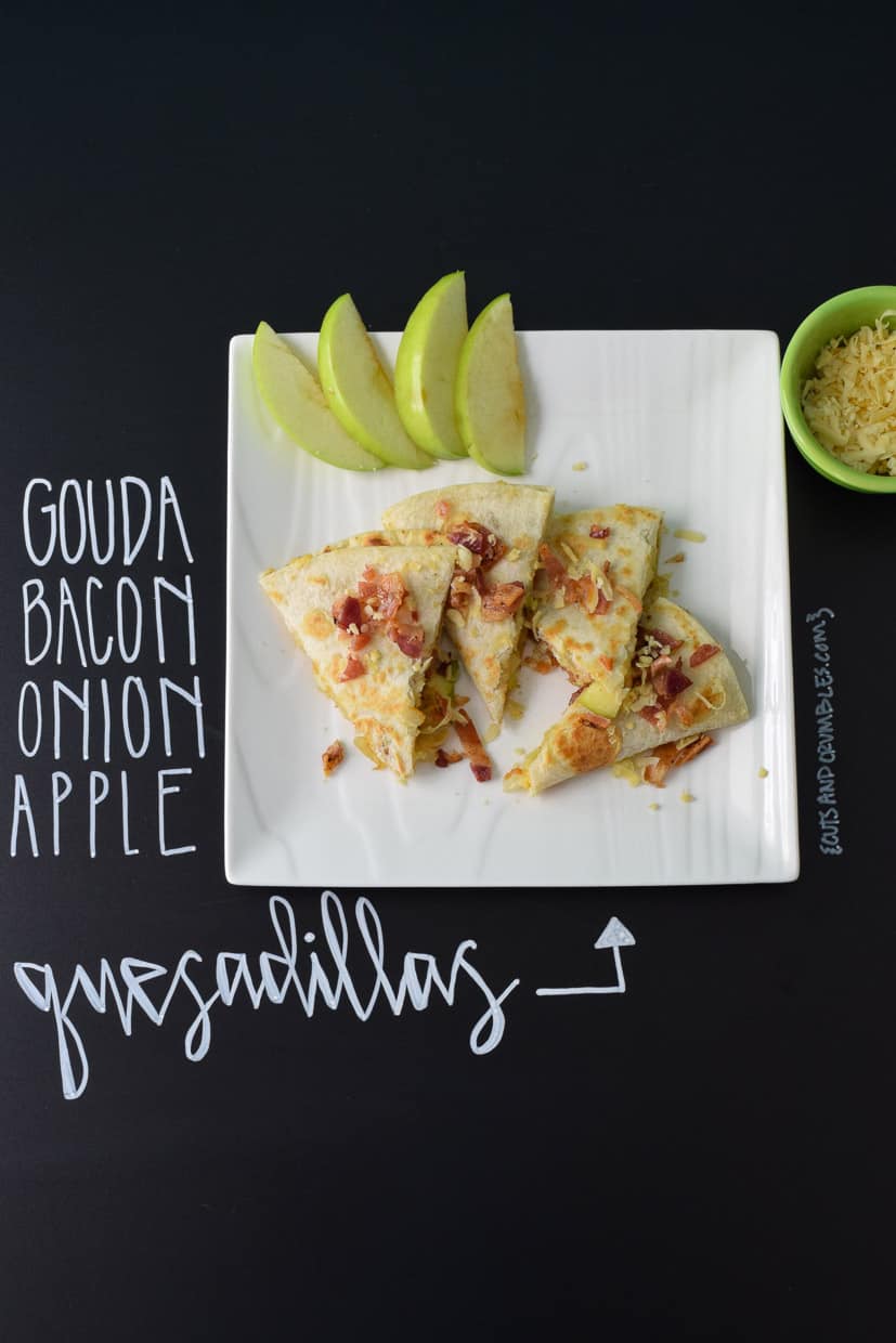 Gouda, Bacon, Onion, Apple Quesadillas Cuts and Crumbles