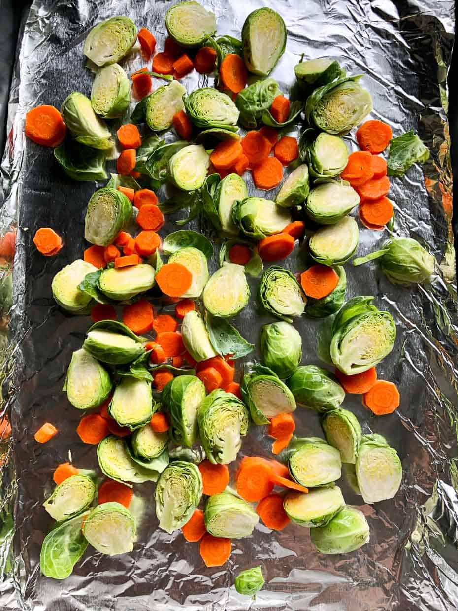 Balsamic Roasted Brussels Sprouts, Carrots and Dried Cranberries Cuts and Crumbles