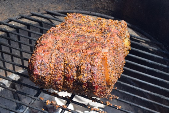 prime rib on weber grill close up