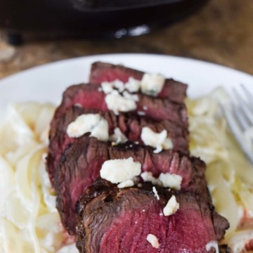 steak with blue cheese onions