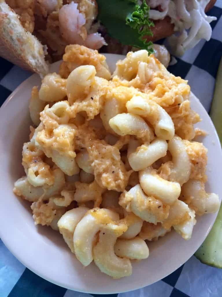 close up view of southern mac and cheese