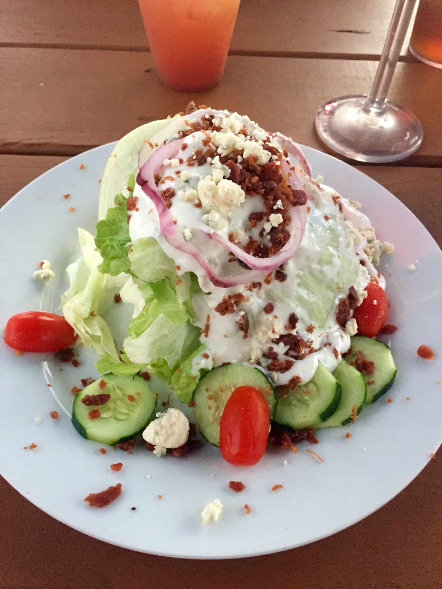 Wedge salad on white plate