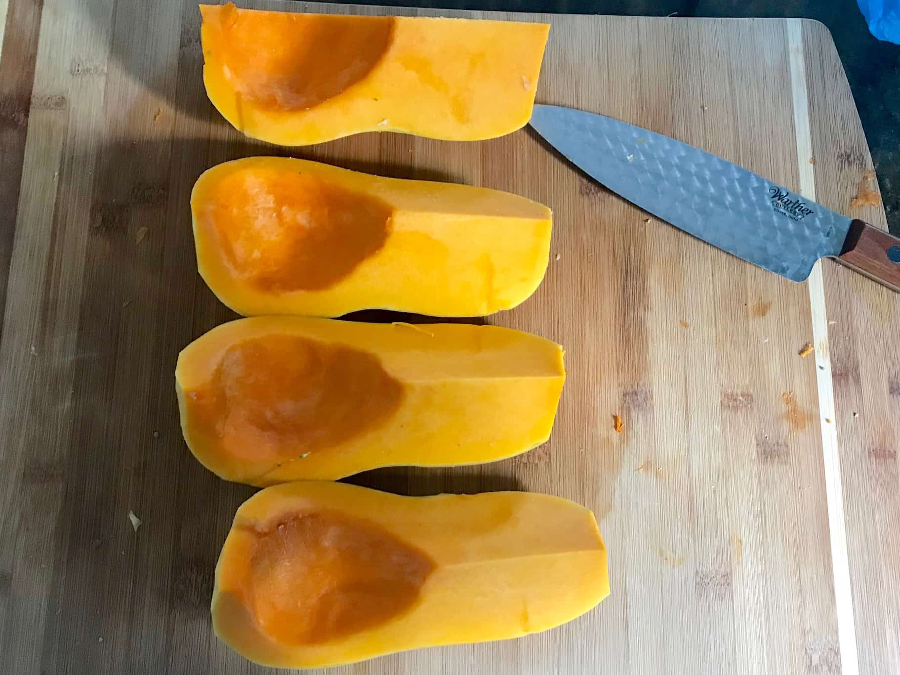 Butternut squash peeled and cut into fourths