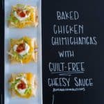Baked Chimichangas with Guilt-Free Cheesy Sauce