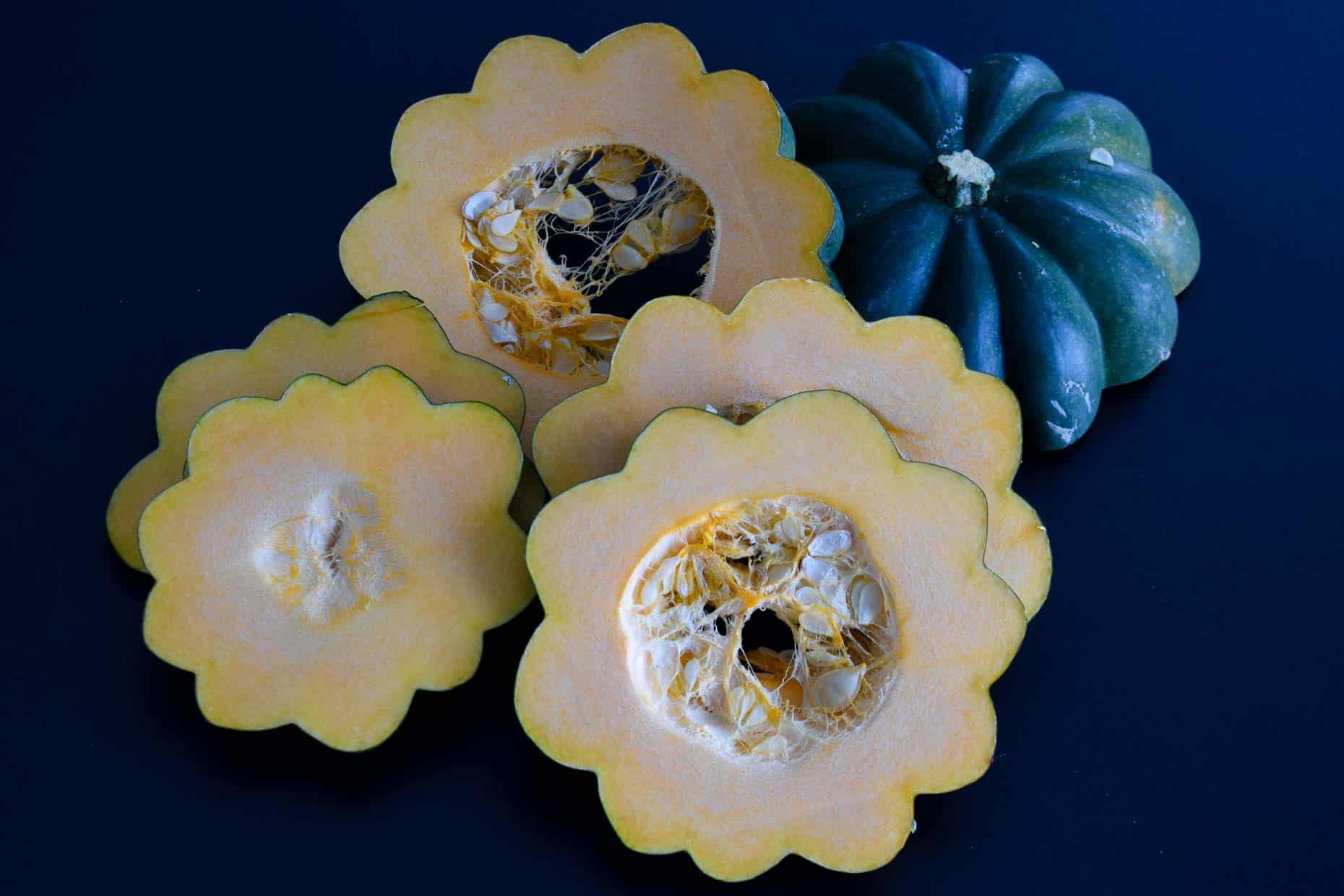 Winter Squash on black background