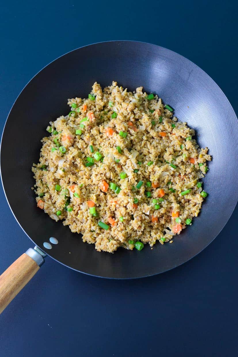Quinoa Fried Rice in Wok Pan