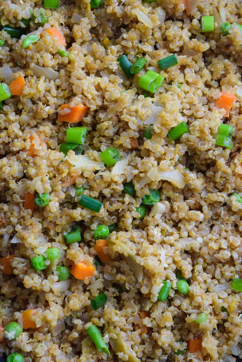 Quinoa Fried Rice overhead close up shot 